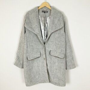 Steve Madden Shawl Collar Wool Blend Coat Beaded Detail Size Large Women's